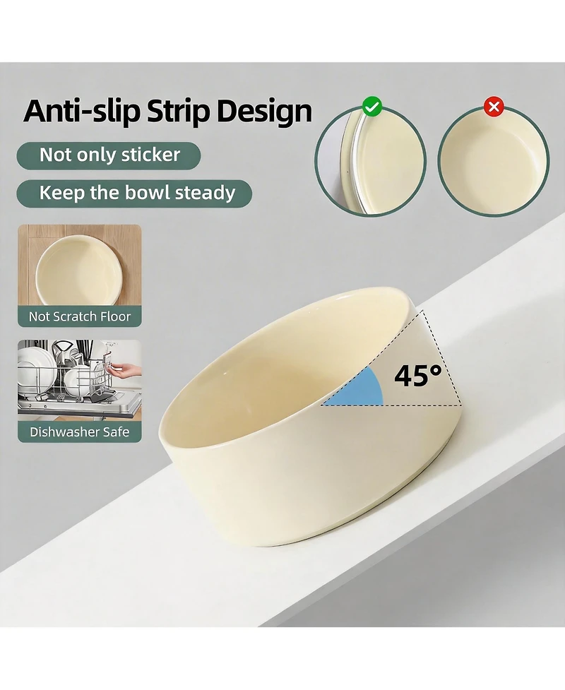 Aronkl Ceramic Elevated Dog Bowls Set Raised Feeder for Food Water Stable Non-Slip Healthy Dishwasher Safe