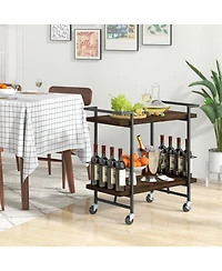 Gouun Rolling Kitchen Island with Trash Can Cabinet, Drop Leaf and Spice Rack, 440 lbs Capacity, 42 x 25.5 x 35.5 in