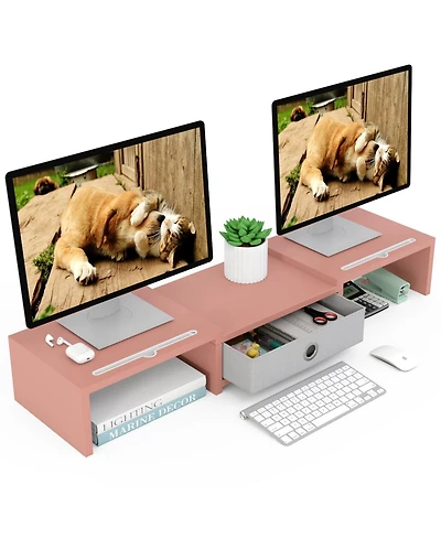 Gnuadz Dual Monitor Riser Adjustable Stand Organizer