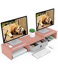 Gnuadz Dual Monitor Riser Adjustable Stand Organizer