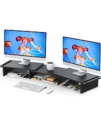 Gnuadz Dual Monitor Stand Riser Adjustable Wood desktop organizer