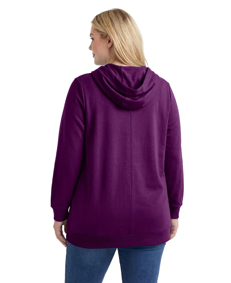 Woman Within Plus Zip Front Tunic Hoodie Sweatshirts
