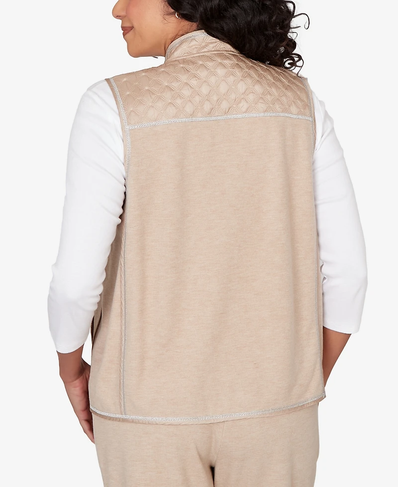 Alfred Dunner Women's Comfort & Joy Quilted Snap Front Vest