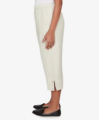 Alfred Dunner Women's Vintage Charm Relaxed Elastic Waist Front Pocket Capri Pants