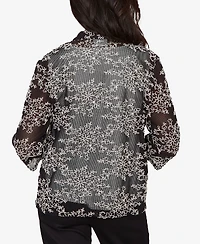 Alfred Dunner Women's Detail Driven Two-in-One Mesh Soutache Top with Necklace