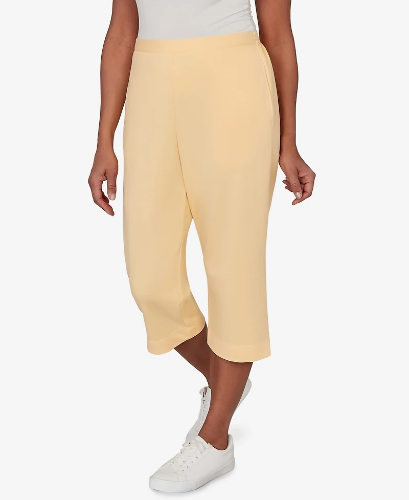 Alfred Dunner Women's Classic Everyday French Terry Flat Front Capri Pants