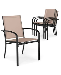 Sugift Outdoor Dining Chairs Set of 4 with High Back and Metal Frame