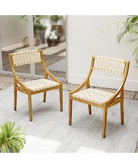 Sugift Outdoor Dining Chair with Webbing Seat and Backrest