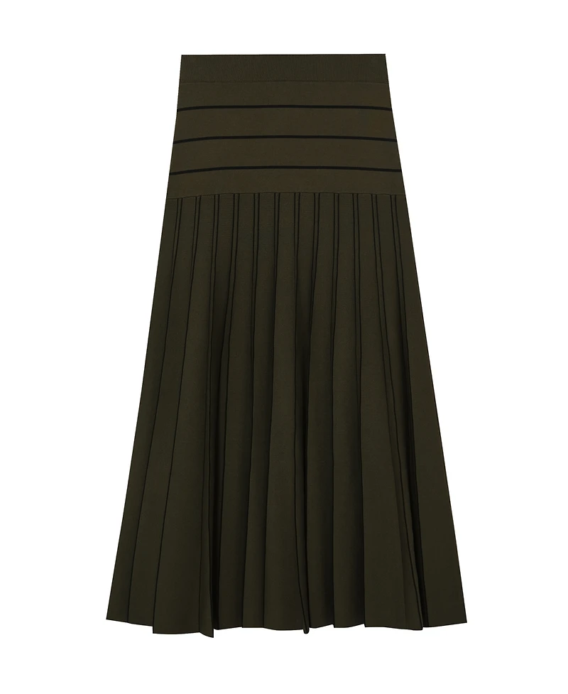 Reiss Women's Knitted Stripe Pleated Midi Skirt