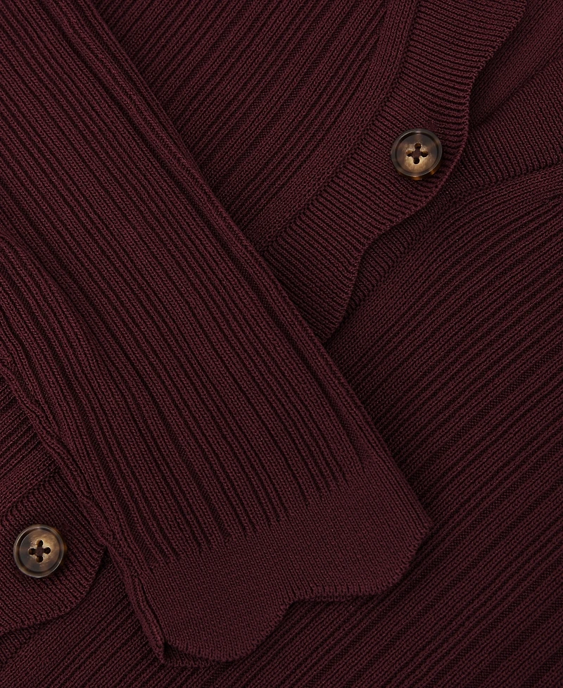 Reiss Women's Vinny Rib-Knit Scallop-Trim Cardigan