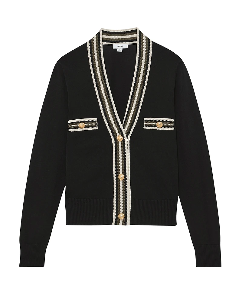 Reiss Women's Danni Tipped Button-Through Cardigan