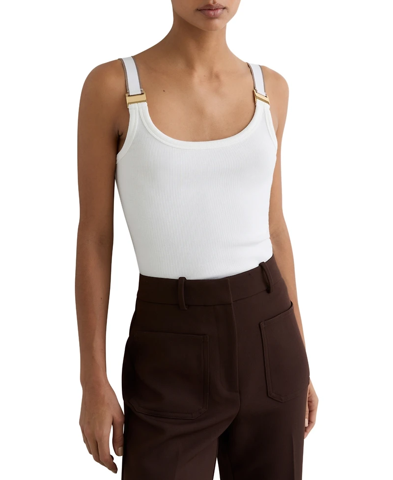 Reiss Women's Stretch-Cotton Hardware-Detail Vest