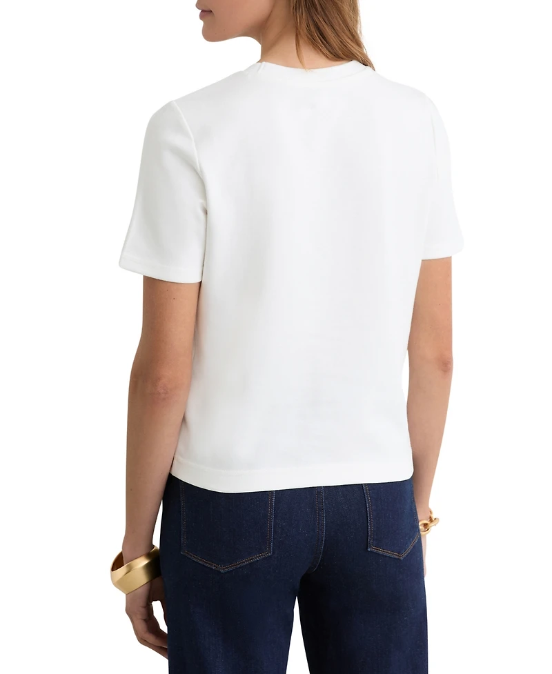 Reiss Women's Stretch-Cotton Ribbed-Neck T-Shirt