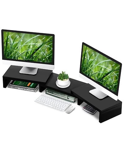 Gnuadz Dual Monitor Stand Riser Adjustable 3 Shelf desktop organizer