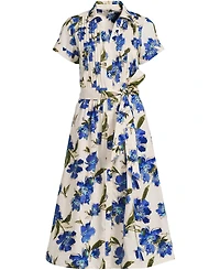 Lands' End Women's Poplin Pintuck Detail Shirt Dress