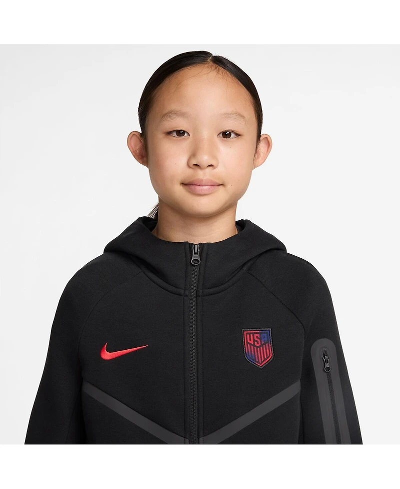 Nike Big Boys and Girls Black Usmnt Tech Fleece Full-Zip Hoodie