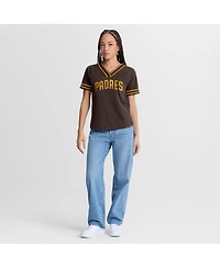 Fanatics Women's Brown San Diego Padres Diva Race Ahead Raglan V-Neck T-Shirt