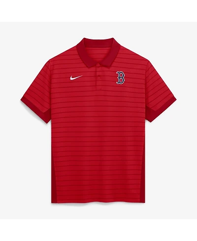Nike Men's Red Boston Sox Authentic Collection Striped Victory Dri-fit Polo Shirt