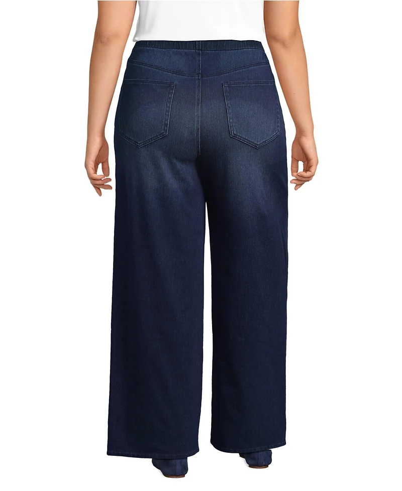 Lands' End Plus Starfish Denim High Rise Wide Leg Jeans