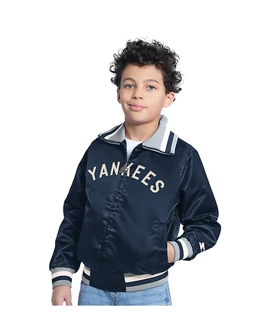 Starter Big Boys and Girls Navy New York Yankees The Captain Jr. Cooperstown Collection Full-Zip Varsity Jacket