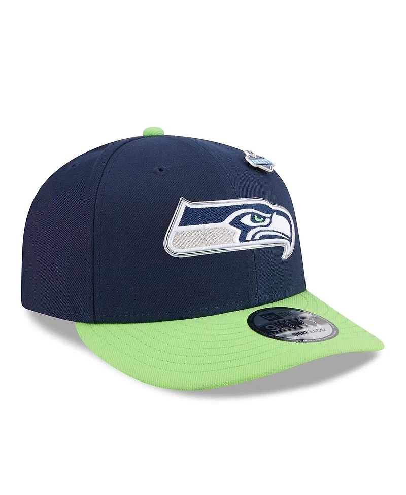 New Era Men's College Navy/Neon Green Seattle Seahawks 2026 Nfl Draft On Stage Pre-Curved 9FIFTY Snapback Hat