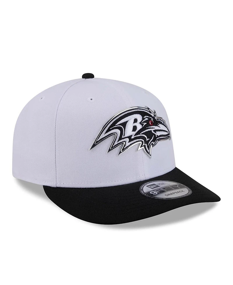 New Era Men's White/Black Baltimore Ravens 2026 Nfl Draft Pre-Curved 9FIFTY Snapback Hat