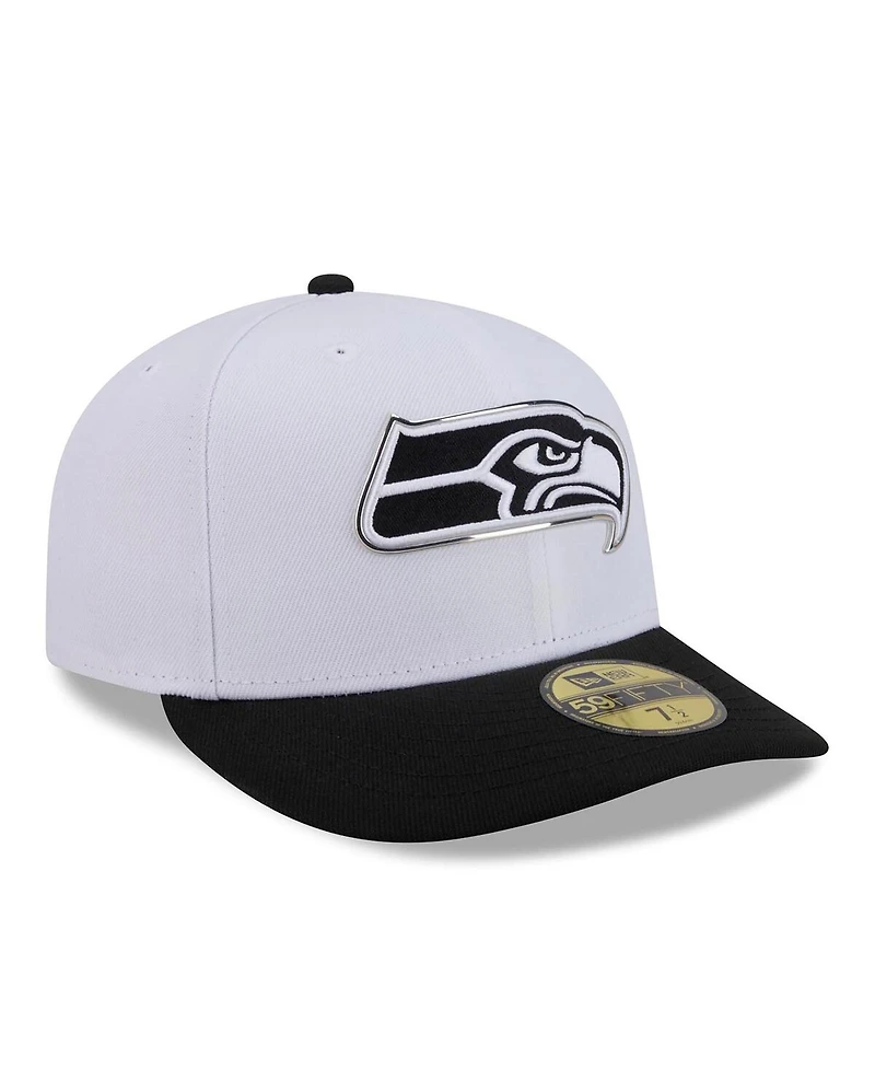 New Era Men's White/Black Seattle Seahawks 2026 Nfl Draft Pre-Curved 59FIFTY Fitted Hat