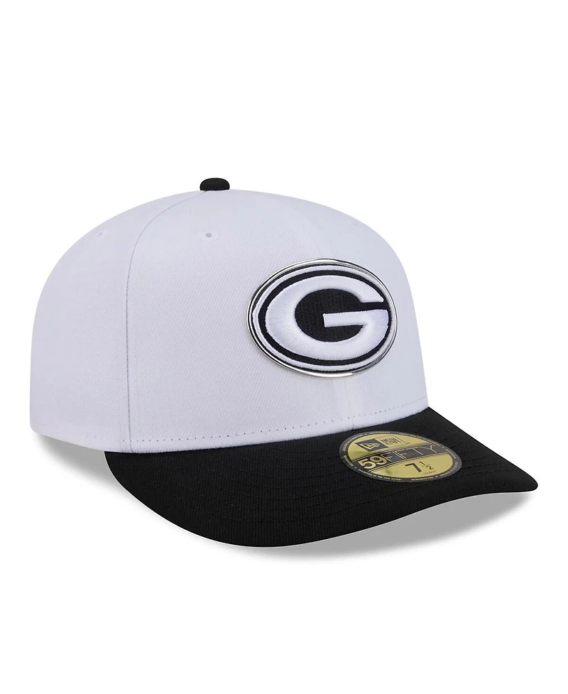 New Era Men's White/Black Green Bay Packers 2026 Nfl Draft Pre-Curved 59FIFTY Fitted Hat