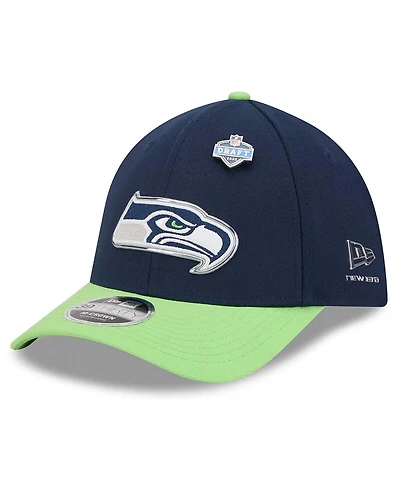 New Era Men's College Navy/Neon Green Seattle Seahawks 2026 Nfl Draft 39THIRTY M-Crown Flex Hat