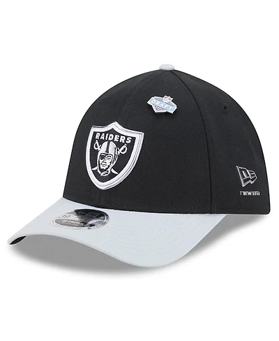 New Era Men's Black/Silver Las Vegas Raiders 2026 Nfl Draft 39THIRTY M-Crown Flex Hat