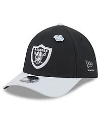 New Era Men's Black/Silver Las Vegas Raiders 2026 Nfl Draft 39THIRTY M-Crown Flex Hat