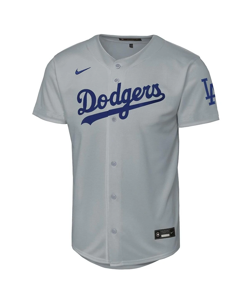 Nike Big Boys and Girls Gray Los Angeles Dodgers Alternate Stadium Jersey