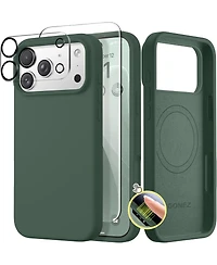 Gonez Magnetic for iPhone 17 Pro Case, Compatible with MagSafe, Liquid Silicone Anti-Scratch Shockproof Protective Phone Case 6.3 inch, Army Green