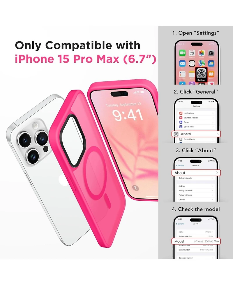 Gonez Magnetic for iPhone 15 Pro Max Case,Compatible with MagSafe,Slim Translucent Matte Back Shockproof Phone Protective Case