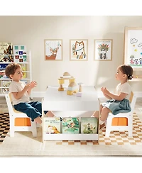 Gouun 4-in-1 Kids Activity Table and 2 Chairs Set with Reversible Tabletop