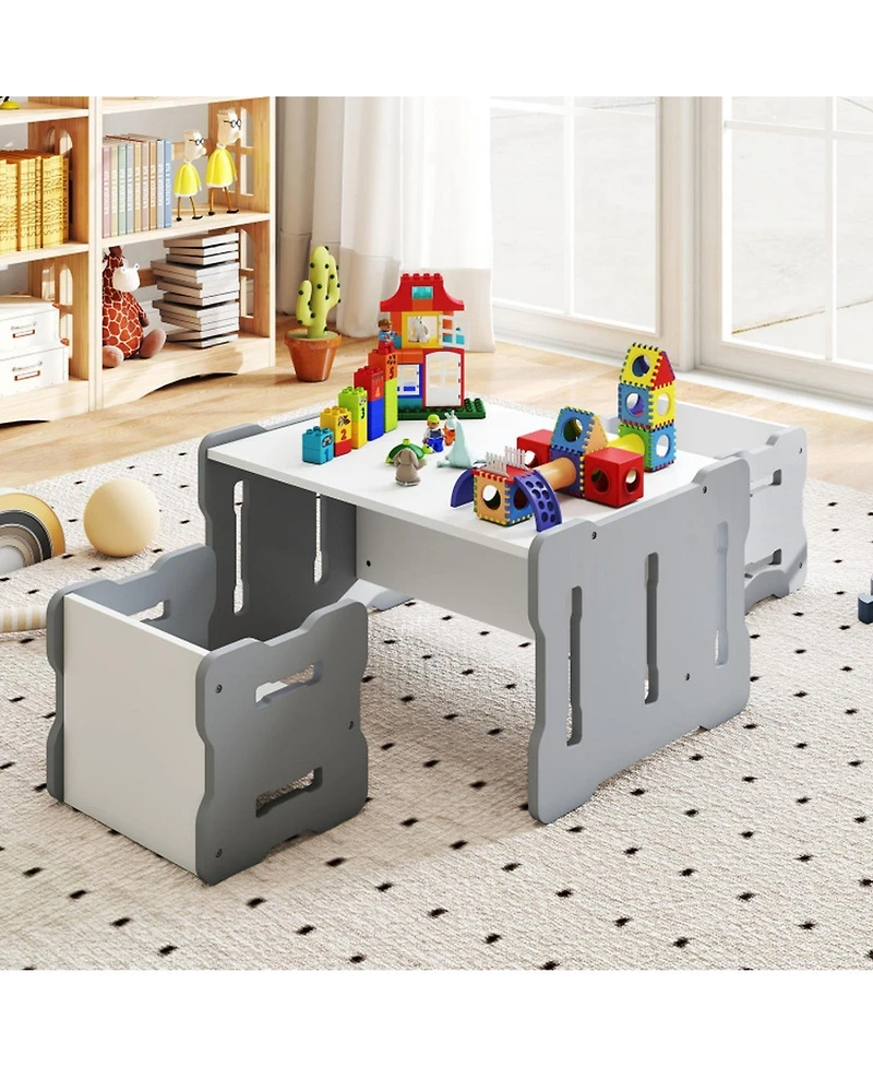 Gouun 3-Piece Toddler Activity Table Set with 2 Nesting Storage Stools