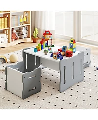 Gouun 3-Piece Toddler Activity Table Set with 2 Nesting Storage Stools