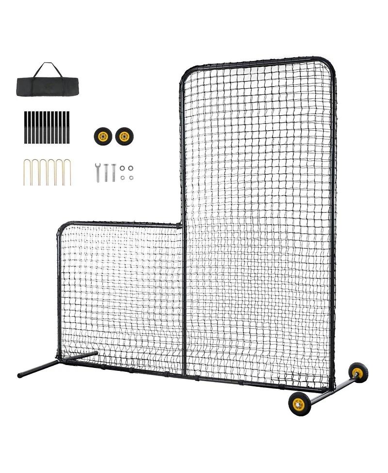Mecale L Screen Baseball Safety Net with Wheels and Carry Bag