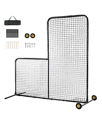 Mecale L Screen Baseball Safety Net with Wheels and Carry Bag