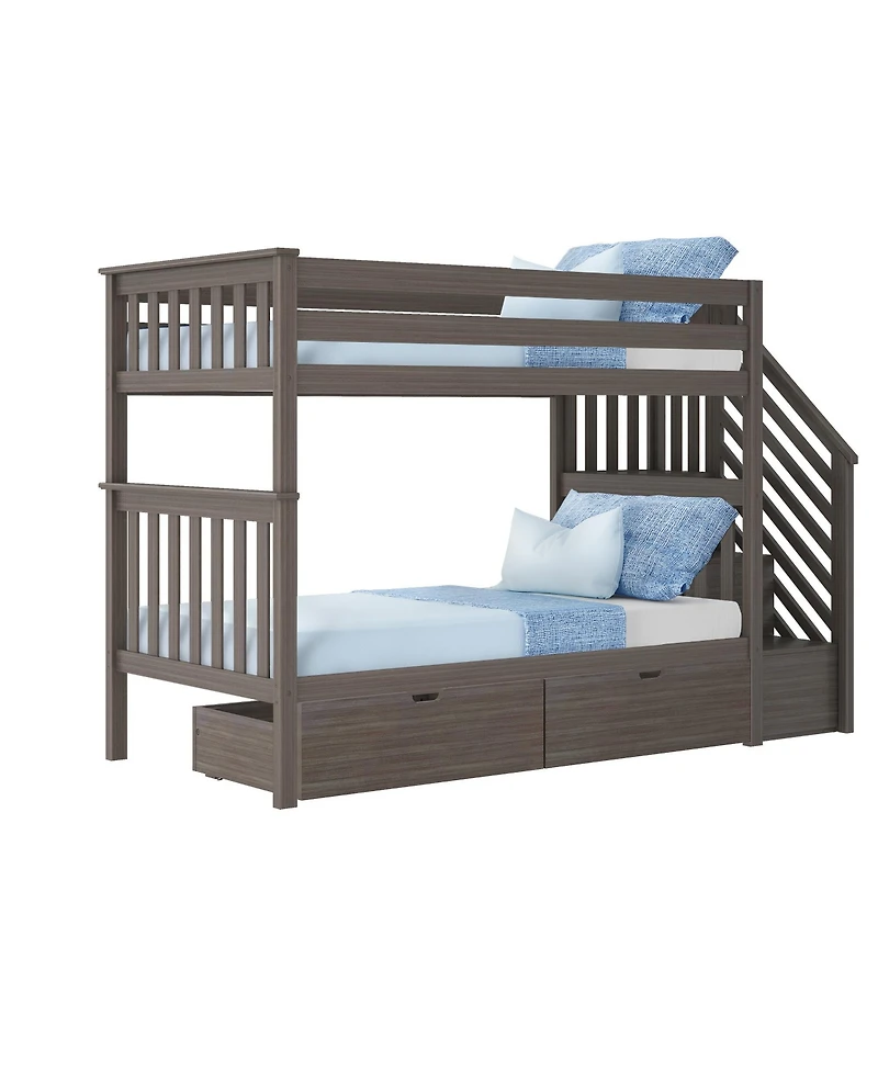 Max and Lily Twin over Staircase Bunk Bed with Storage Drawers