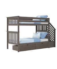 Max and Lily Twin over Staircase Bunk Bed with Storage Drawers
