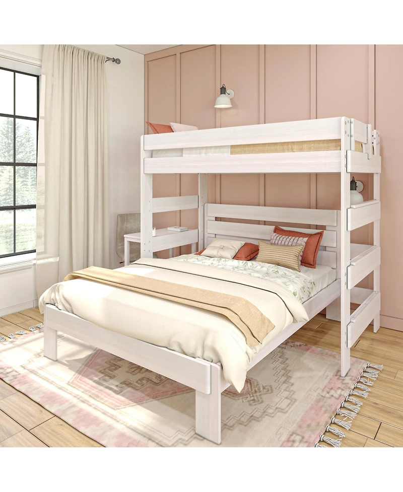 Max and Lily Farmhouse L-Shaped Bunk Bed with Desk