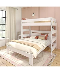 Max and Lily Farmhouse L-Shaped Bunk Bed with Desk