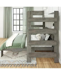 Max and Lily Farmhouse L-Shaped Bunk Bed with Desk