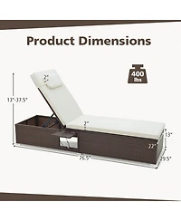 Patio Chaise Lounge with 6-level Backrest