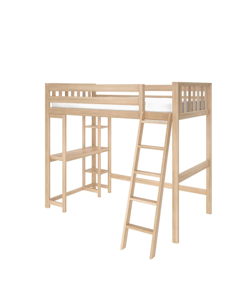 Max and Lily Scandinavian High Loft w/ Side Desk Shelves
