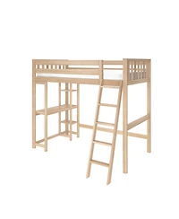 Max and Lily Scandinavian High Loft w/ Side Desk Shelves
