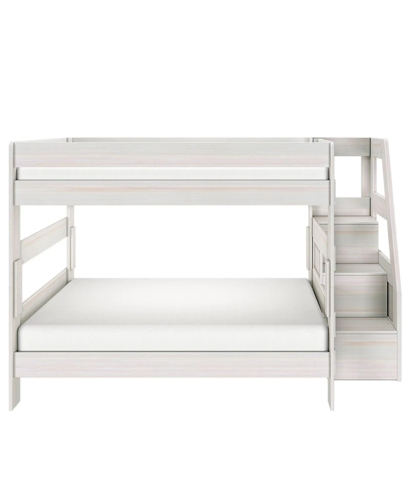Max and Lily Modern Farmhouse Queen Over Bunk Bed With Staircase