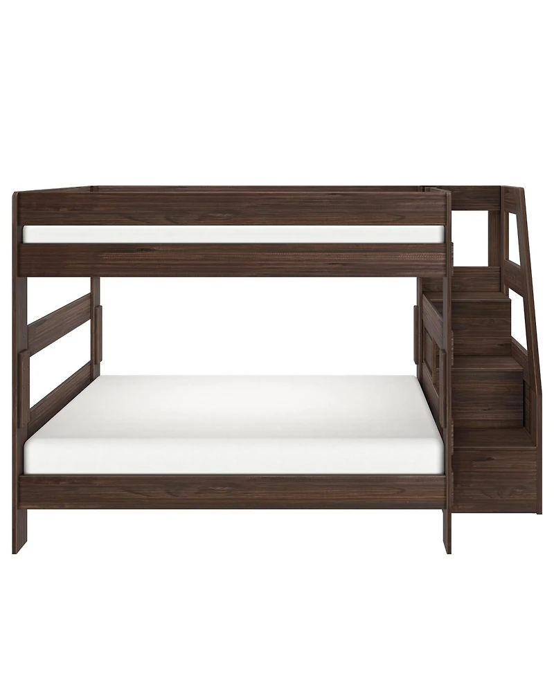 Max and Lily Modern Farmhouse Queen Over Bunk Bed With Staircase