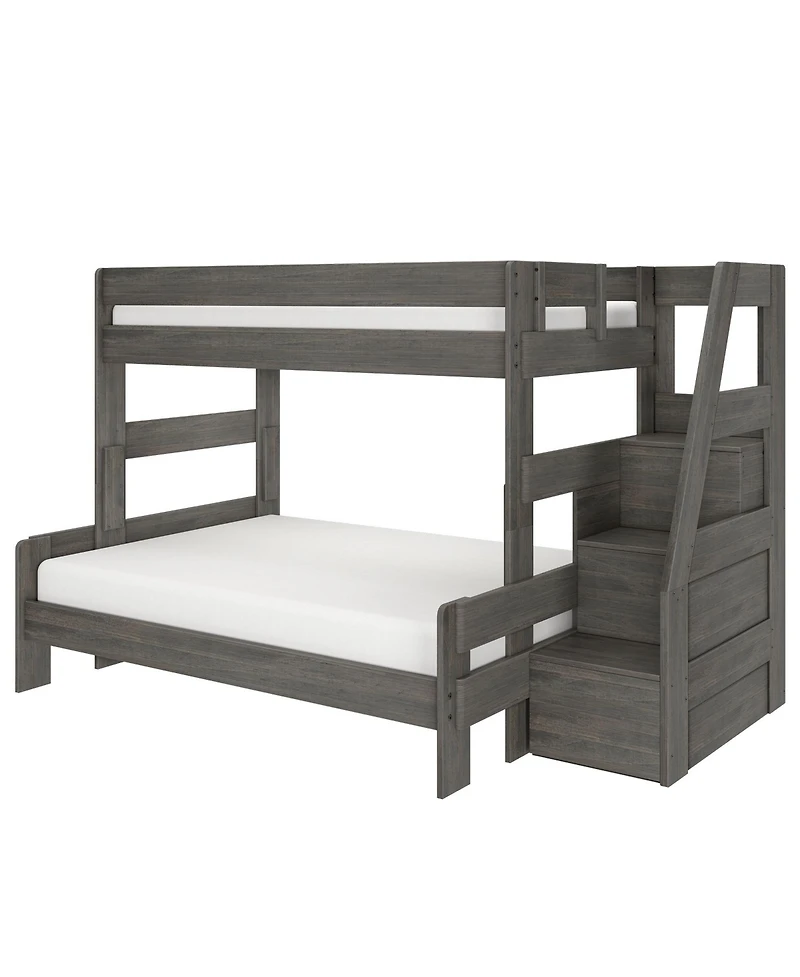 Max & Lily Modern Farmhouse Twin Over Full Bunk Bed With Staircase